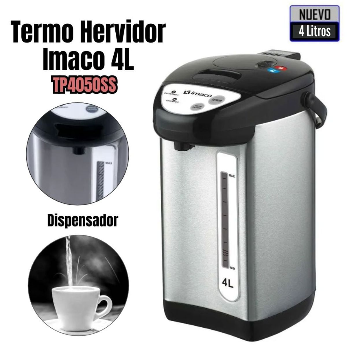 IMACO - Termo Hervidor Electrico Imaco 4lts con Dispensador - TP4050SS