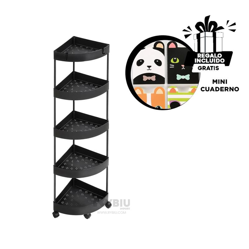 GENERICO - Repisa Facil de Armar 5 Niveles Tono Negro Y+Regalo Agendita