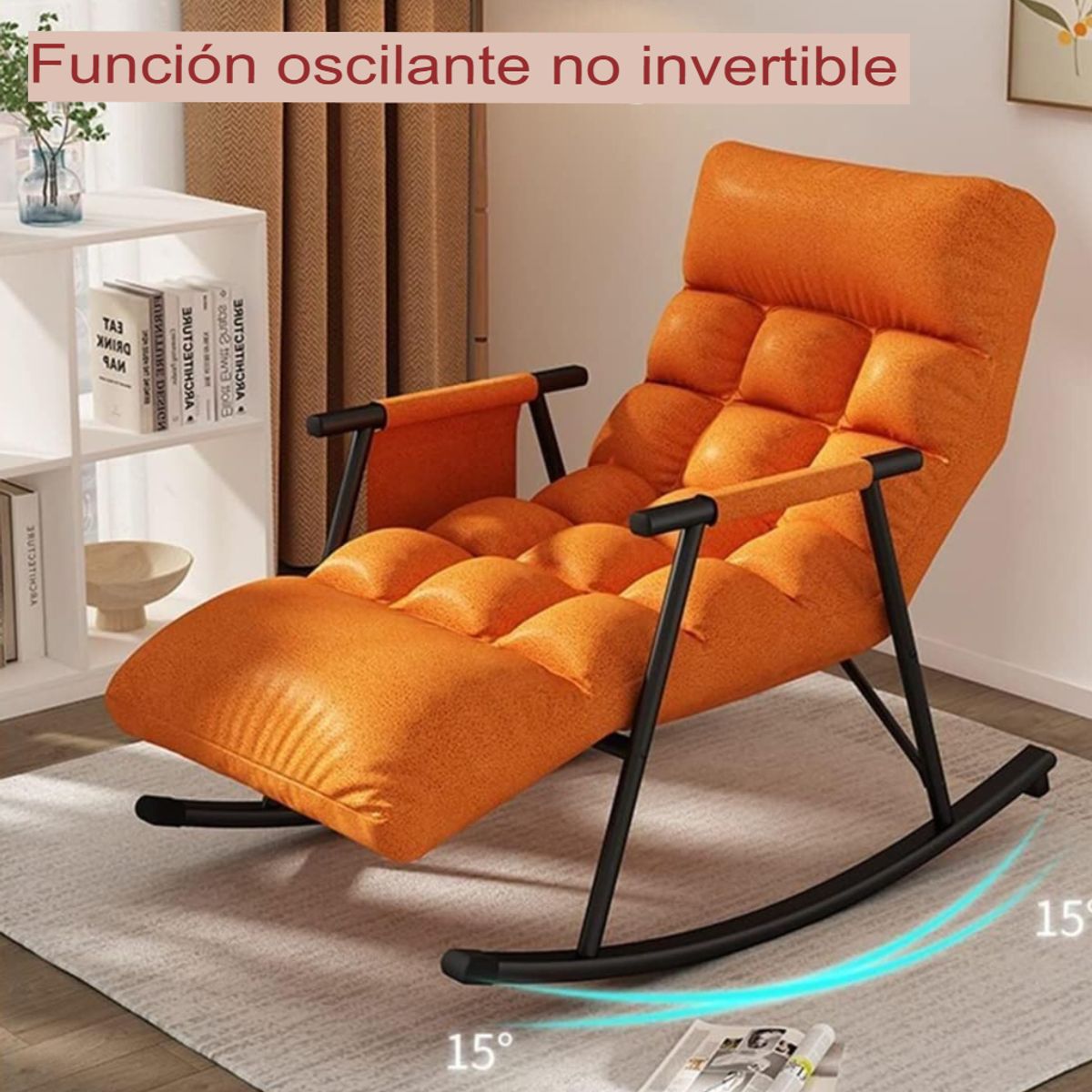 GENERICO - SILLA MECEDORA SILLÓN SOFÁ RECLINABLE TERRAZA PREMIUM NARANJA