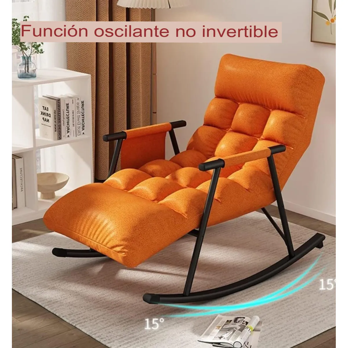 GENERICO - SILLA MECEDORA SILLÓN SOFÁ RECLINABLE TERRAZA PREMIUM NARANJA