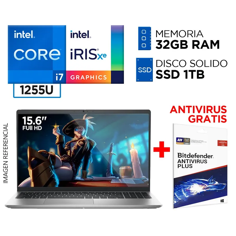 DELL - Laptop Dell Intel Core i7 1255U 32GB 1TB INSPIRON 15 12va Gen 15.6" Full HD IPS