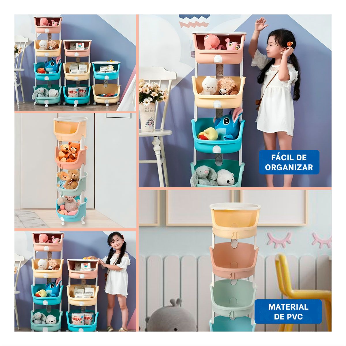 GENERICO - Juguetero de Ninos de 4 Niveles Multicolor Y+Regalo Stickers