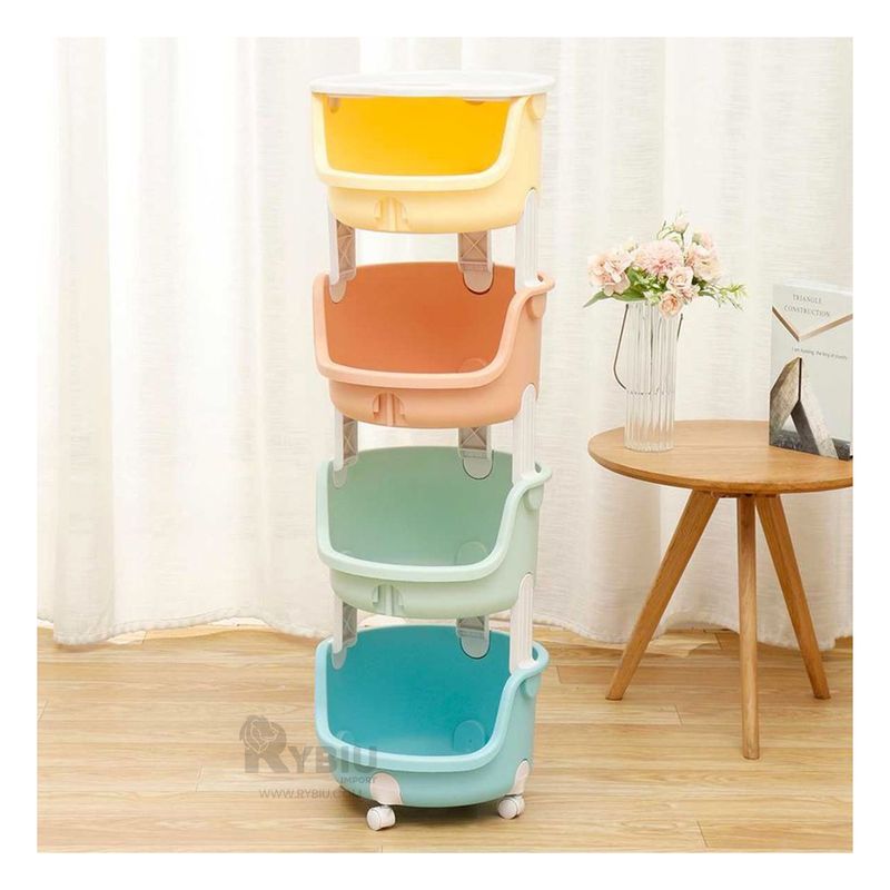 RYBIU IMPORT - Juguetero de Niños de 4 Niveles Multicolor Y+Regalo Stickers