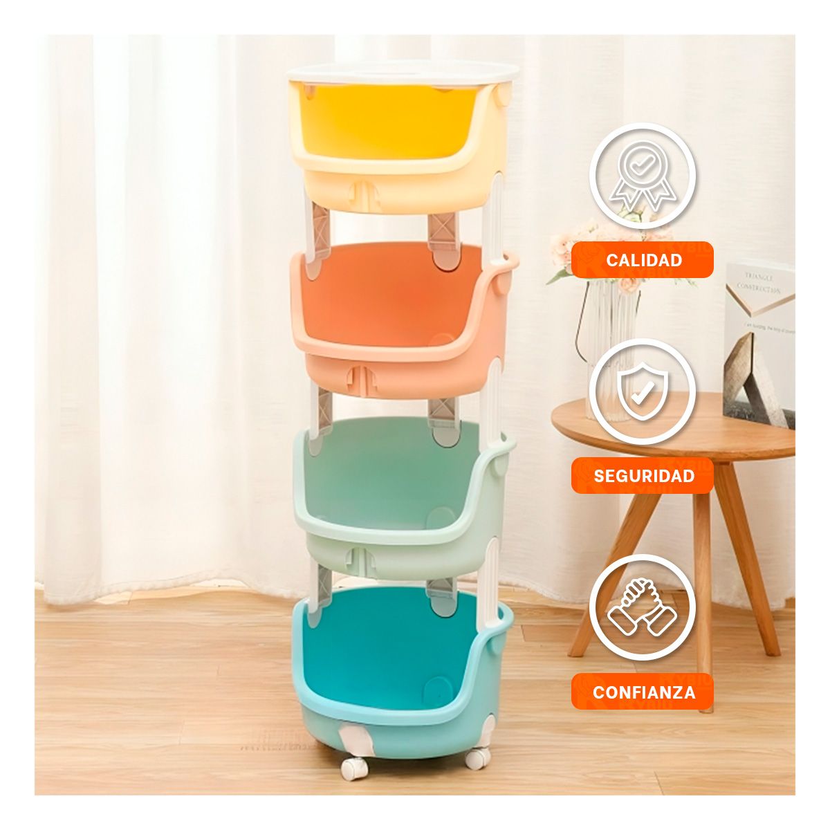 GENERICO - Juguetero de Ninos de 4 Niveles Multicolor Y+Regalo Stickers