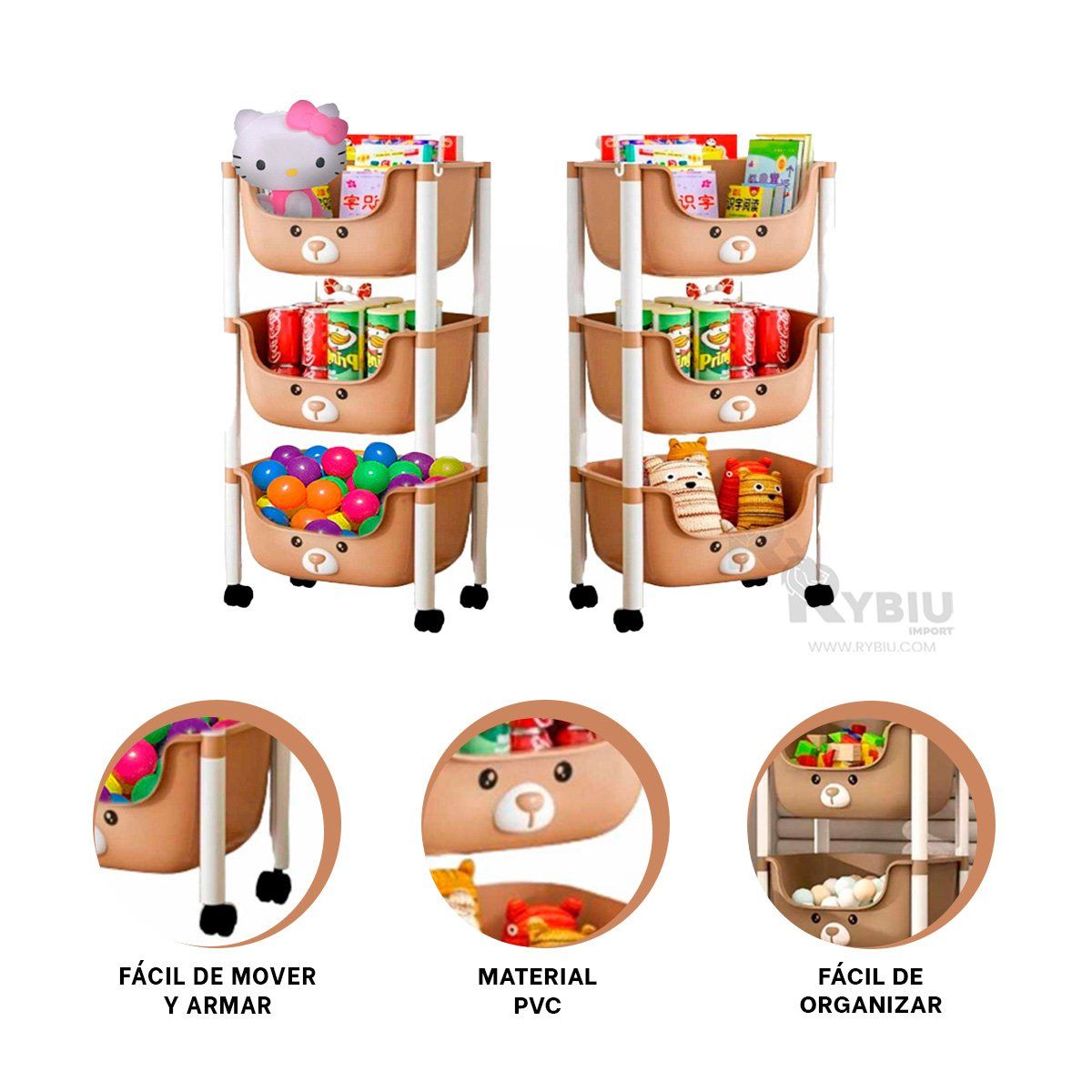 RYBIU IMPORT - Estante Infantil con 3 Niveles Marron Y+Regalo Agendita