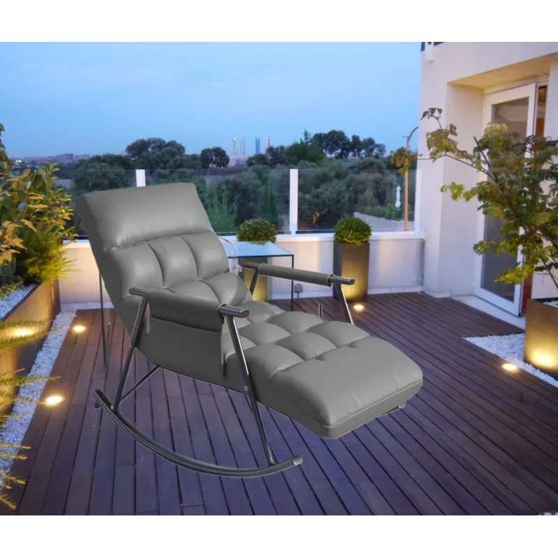 GENERICO - SILLA MECEDORA SILLÓN SOFÁ RECLINABLE TERRAZA PREMIUM GRIS
