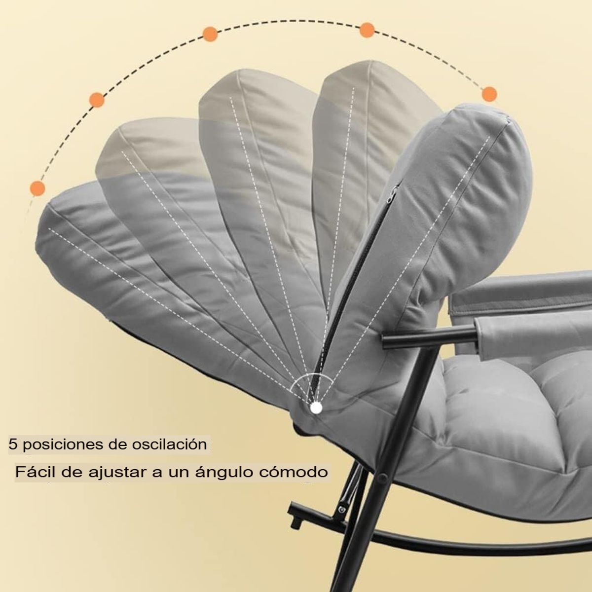 GENERICO - SILLA MECEDORA SILLÓN SOFÁ RECLINABLE TERRAZA PREMIUM GRIS ACERO AL CARBONO