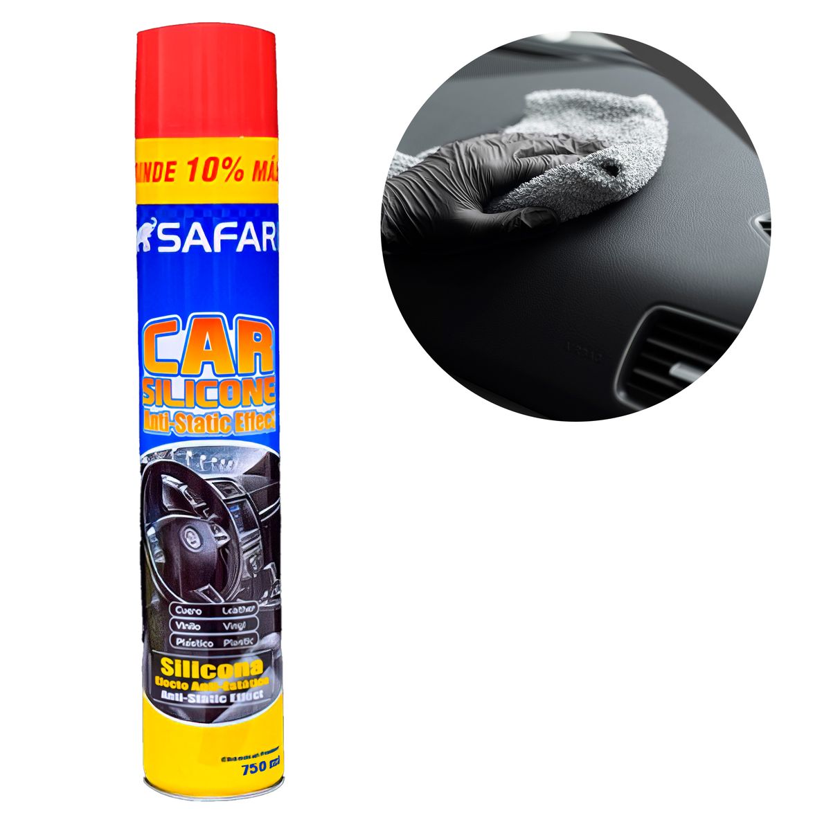 SAFARI - Silicona para Cueros y Tableros 750ml Aroma Fresa Extra Brillo