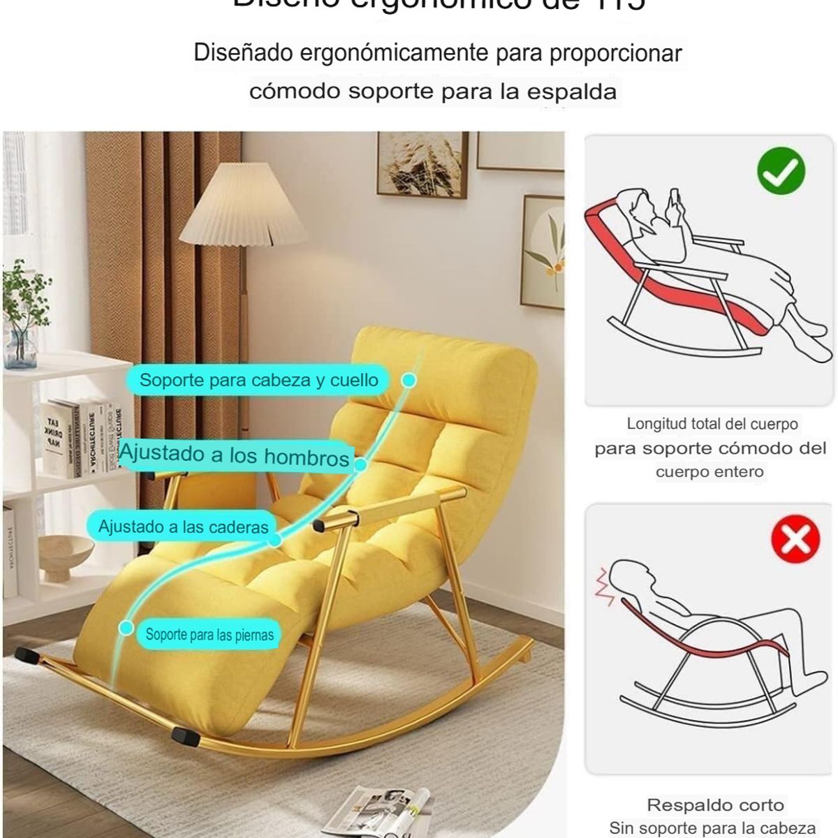 GENERICO - SILLA SILLÓN SOFÁ MECEDORA RECLINABLE TERRAZA PREMIUM CAMELL
