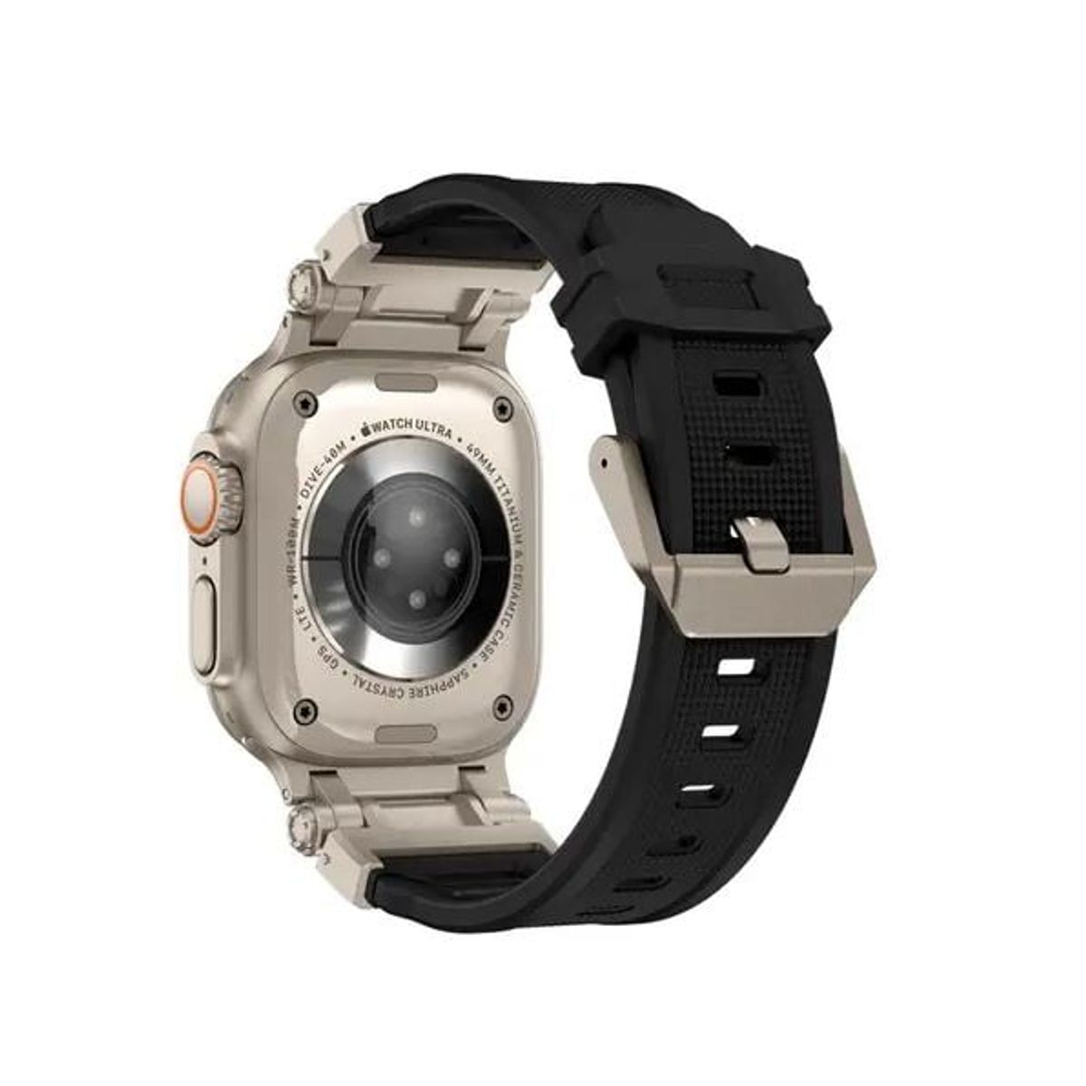 GENERICO - CORREA ACERO Y TPU RUGGED NEGRO PARA APPLE WATCH