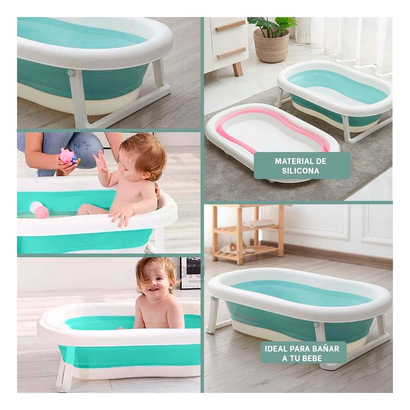 RYBIU IMPORT - Tina Compacta para Bebe Color Verde Y+Envoltorio de Regalo