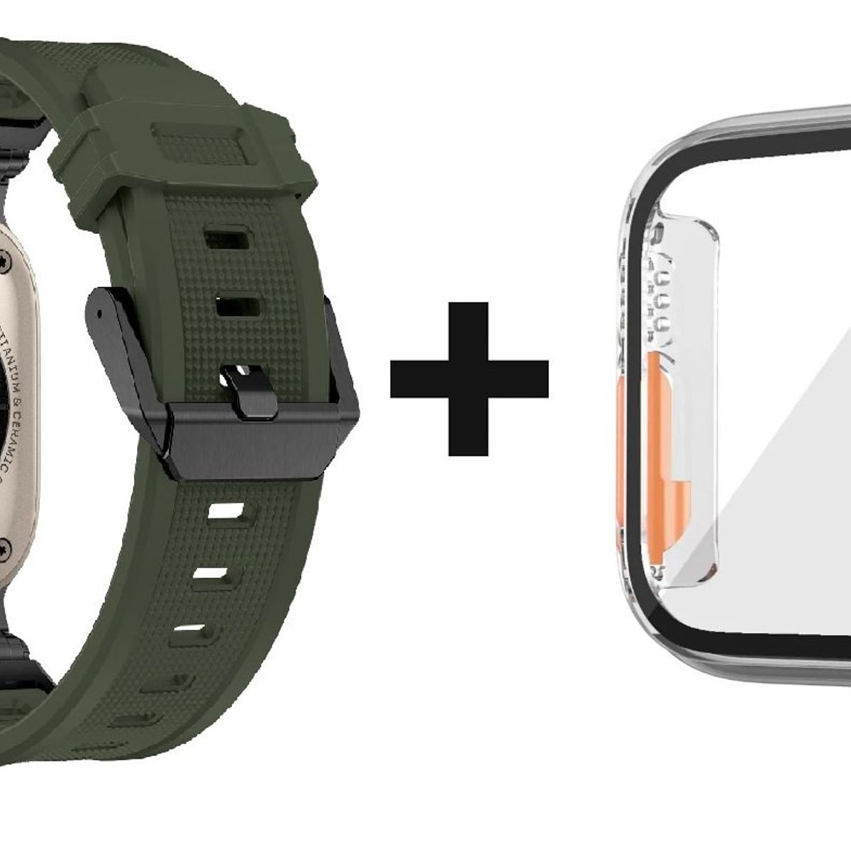 GENERICO - CORREA ACERO Y TPU RUGGED VERDE  PARA APPLE WATCH