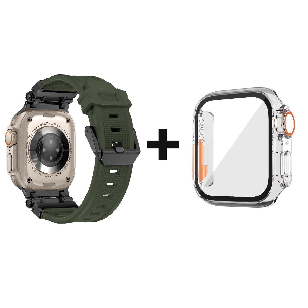 GENERICO - CORREA ACERO Y TPU RUGGED VERDE  PARA APPLE WATCH
