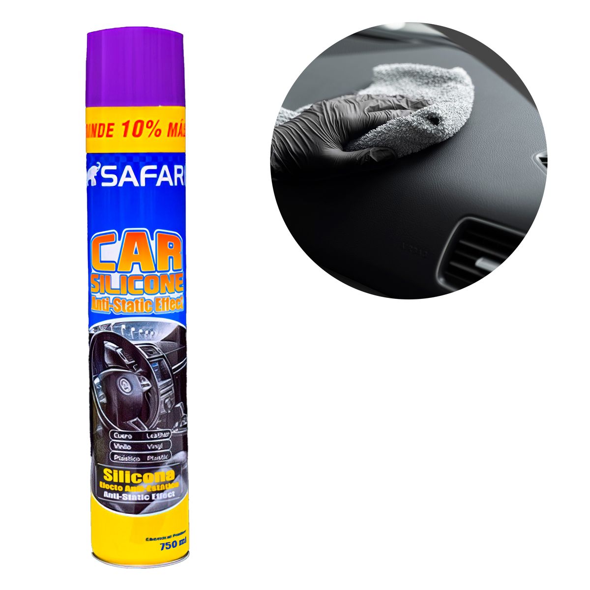 SAFARI - Silicona para Cueros y Tableros 750ml Aroma Lavanda Extra Brillo