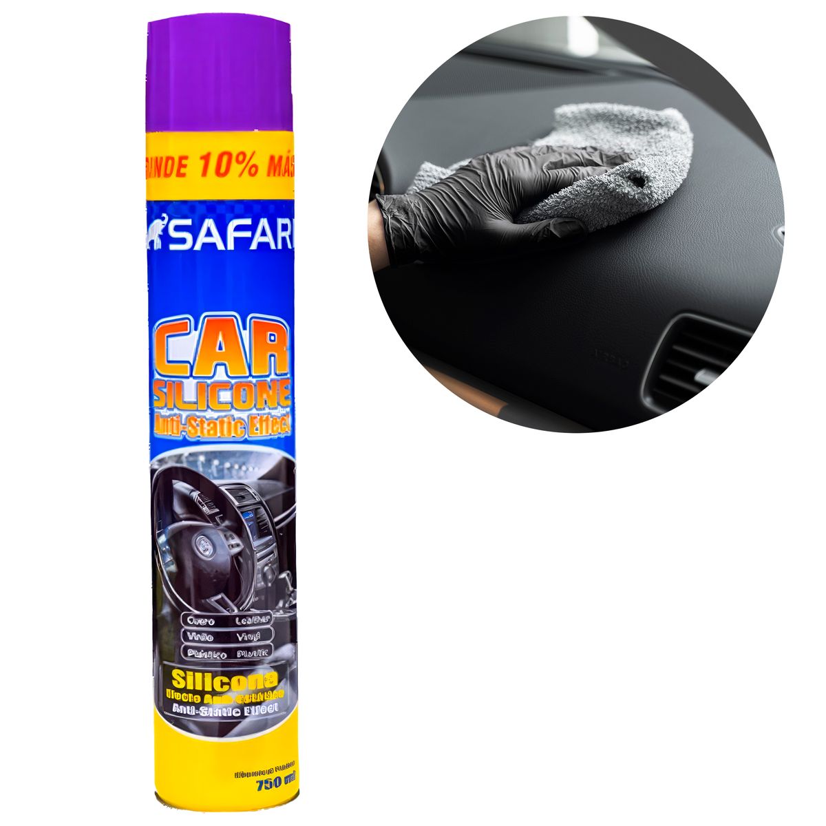 SAFARI - Silicona para Cueros y Tableros 750ml Aroma Lavanda Extra Brillo