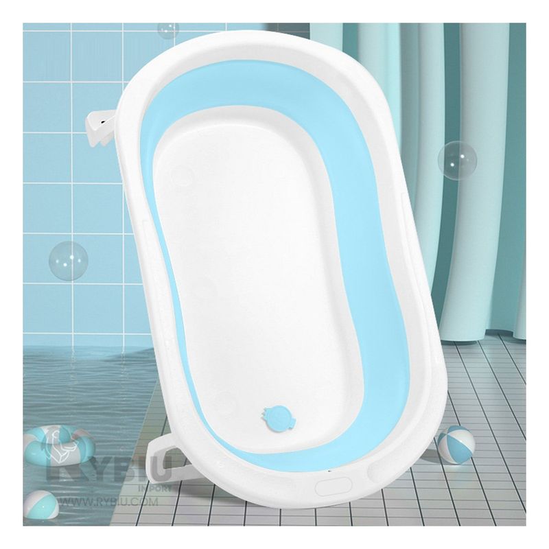 GENERICO - Tina Compacta para Bebe Color Celeste Y+Envoltorio de Regalo