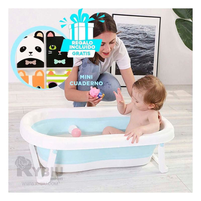 GENERICO - Bañera Adaptable para Bebe Color Celeste Y+Regalo Agendita