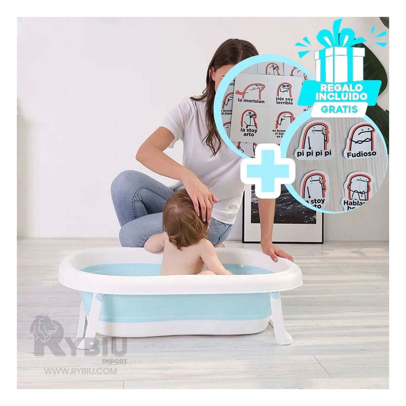 GENERICO - Bañera con Patas para Bebe en Celeste Y+Regalo Stickers
