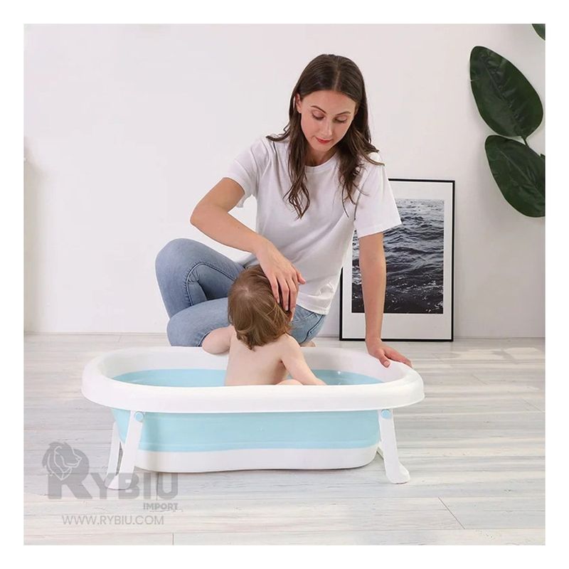 GENERICO - Tina para Bañar a Bebe Plegable en Celeste Y+Gift MiniAgenda