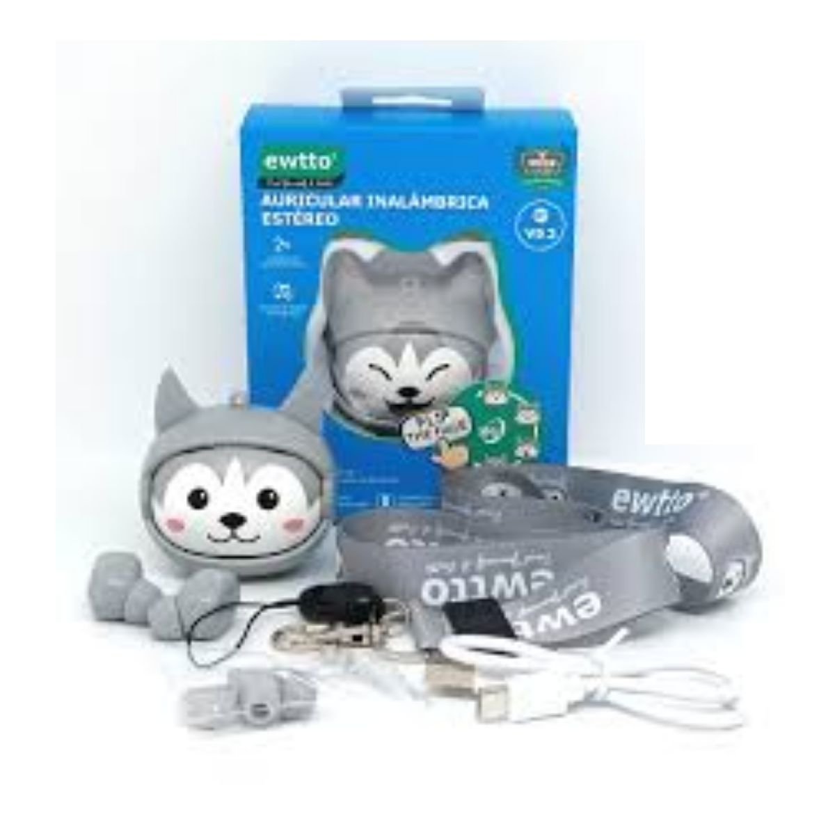 EWTTO - Audífonos Bluetooth Ewtto Diseño HUSKY Rostro Intercambiable