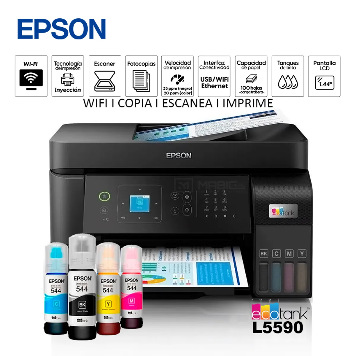 EPSON - Impresora Multifuncional Epson L5590 WIFI Red Fax ADF