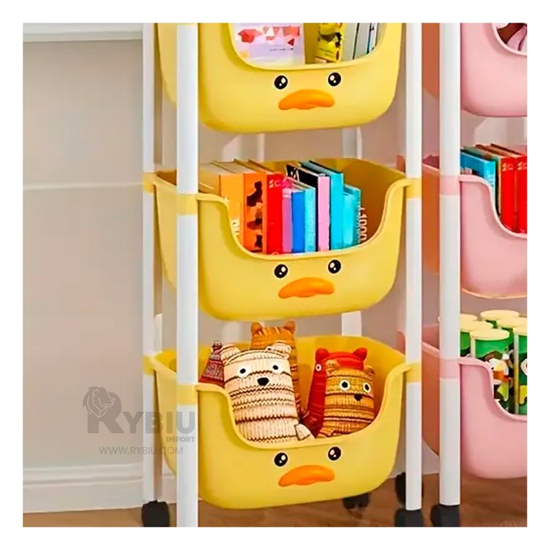 RYBIU IMPORT - Organizador Kawaii de 3 Niveles de Pato Color Amarillo
