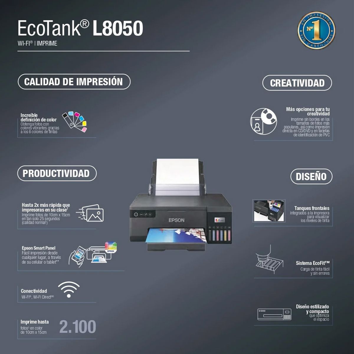 EPSON - Impresora Fotografica Epson L8050 WIFI USB