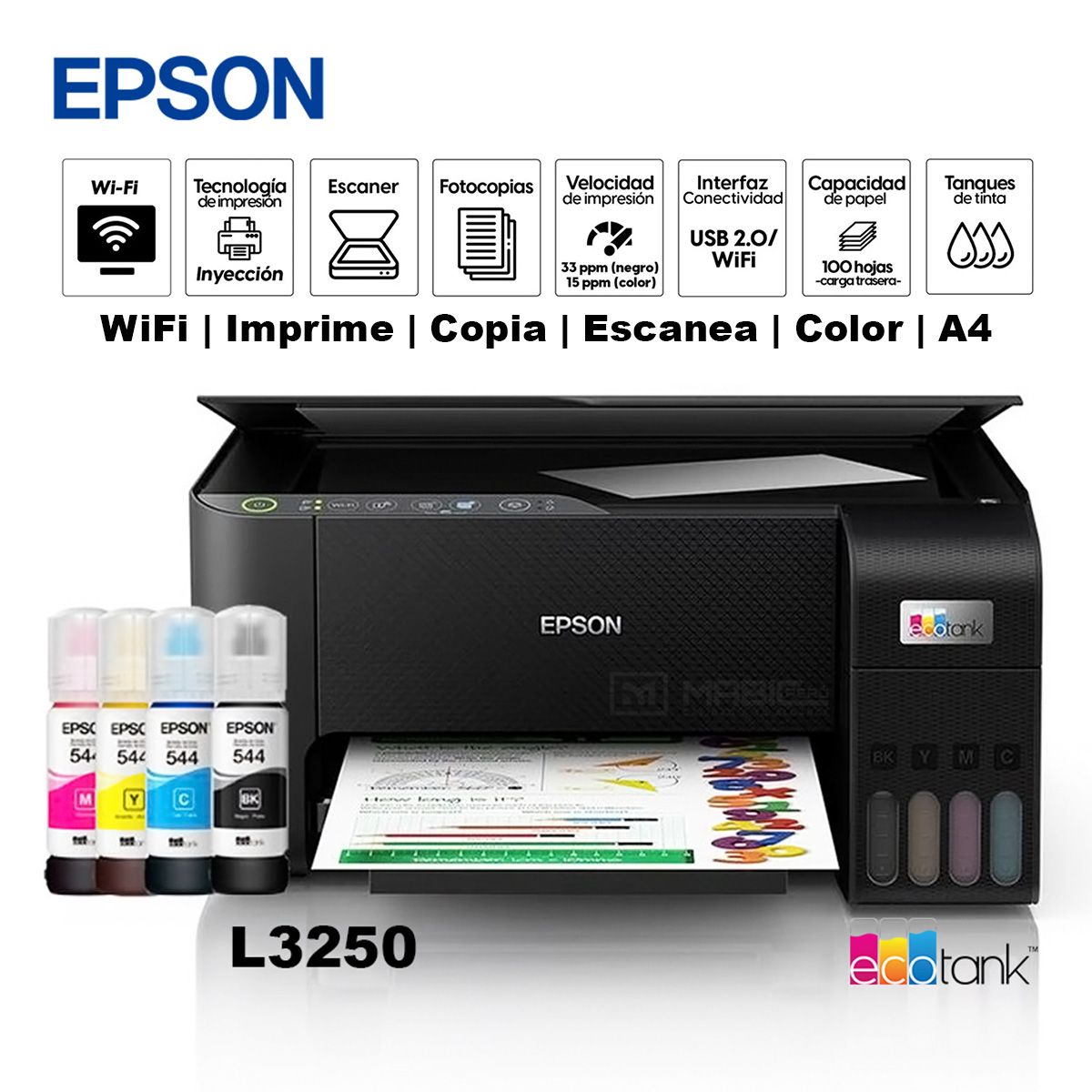 EPSON - Impresora Multifuncional Epson L3250 WIFI USB