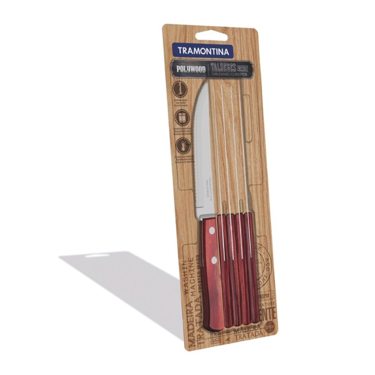 TRAMONTINA - Juego de Cuchillos 6 Piezas para Asado Polywood - Tramontina