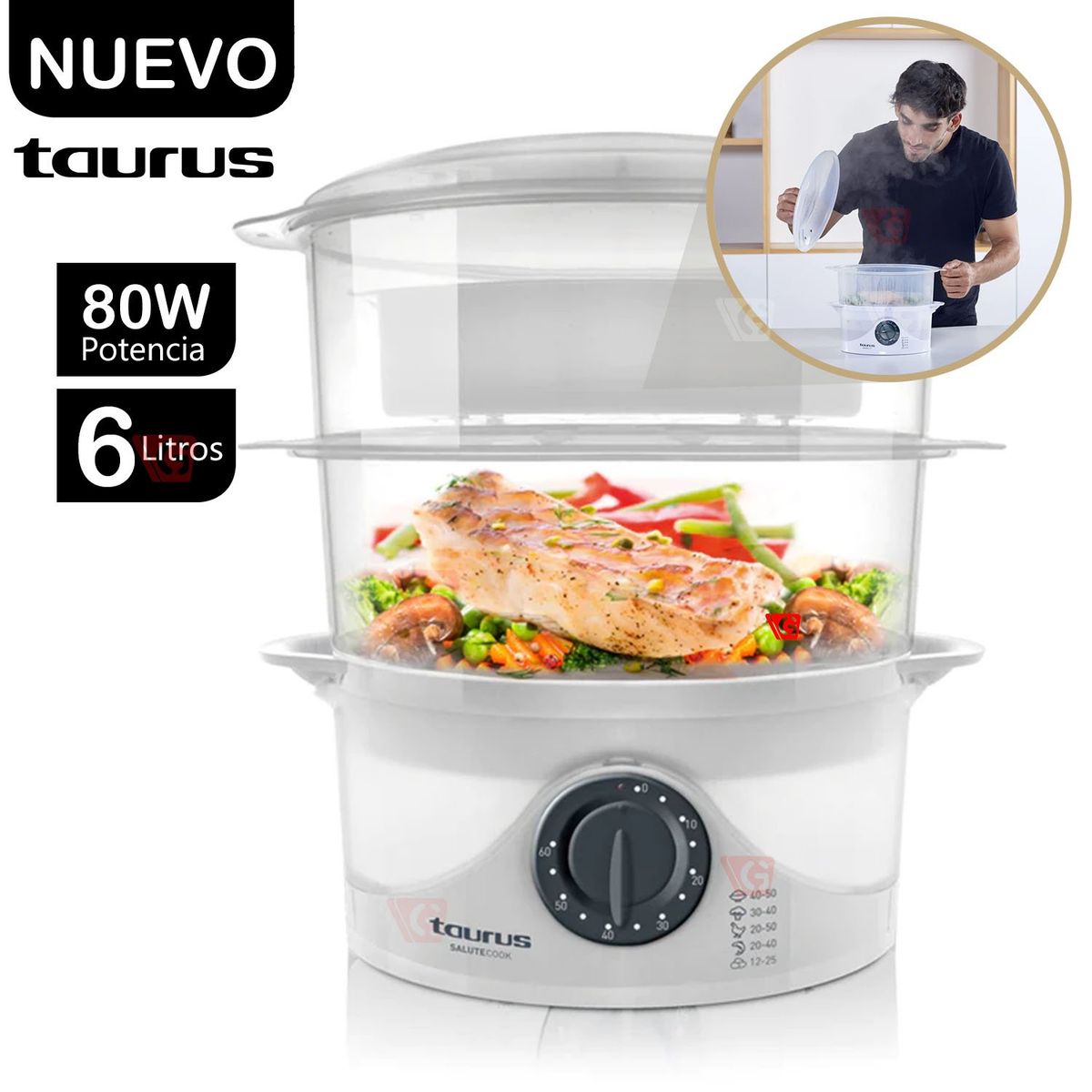 TAURUS - Vaporera de Alimentos Taurus SALUTECOOK II Blanco