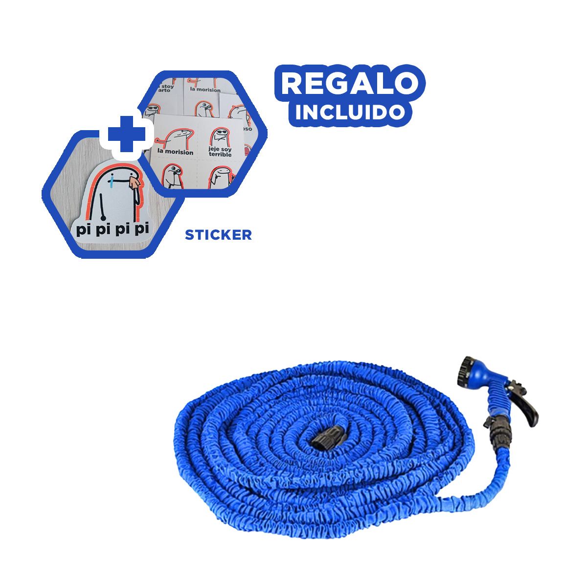 RYBIU IMPORT - Manguera con Boquilla y Rociado 30 M Azul Y+Regalo Stickers