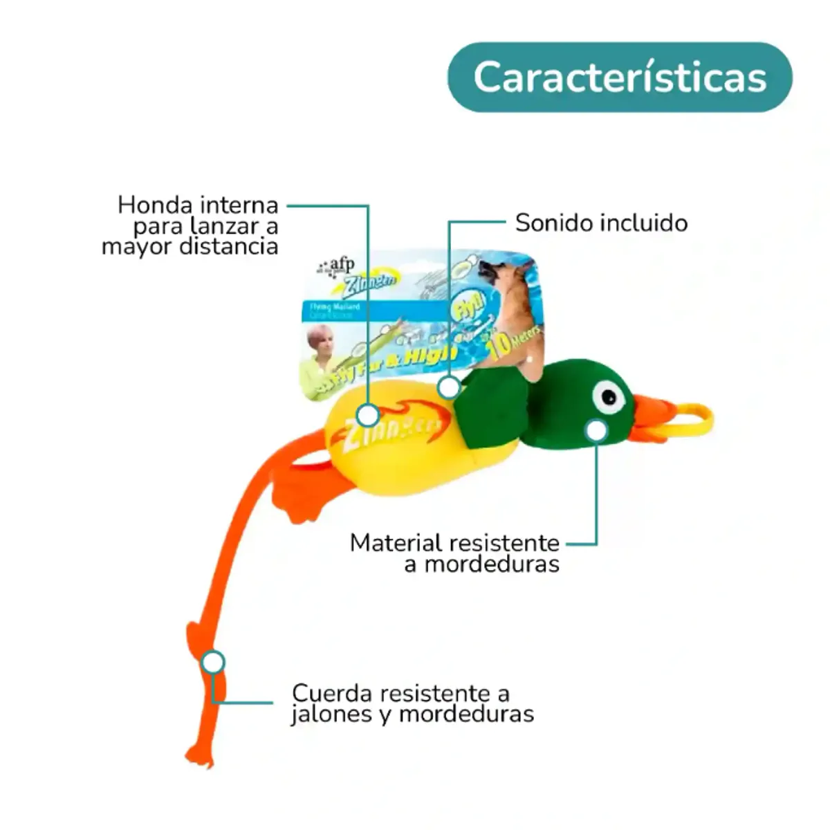 ALL FOR PAWS - Peluche para perros volador tipo Honda -  Zinngers pato AFP