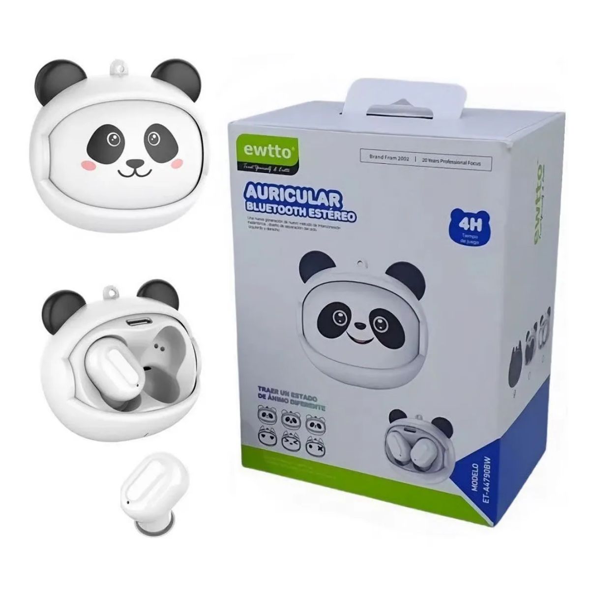 EWTTO - Audífonos Bluetooth Ewtto Diseño PANDA Rostro Intercambiable