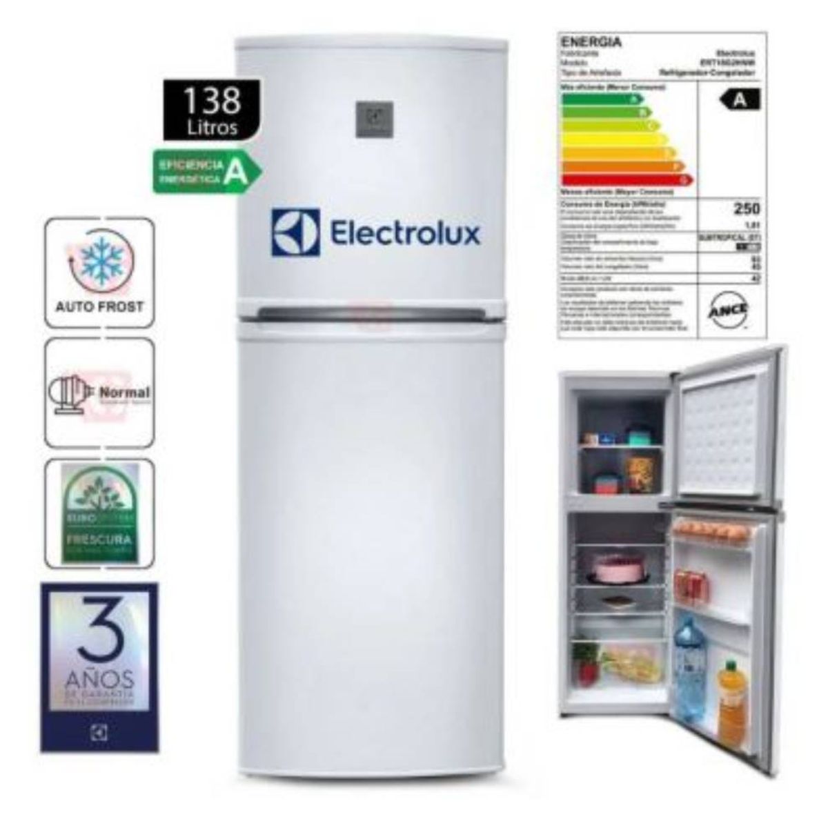 ELECTROLUX - Refrigeradora Electrolux Top Mount ERT18G2HNW Frost 138L
