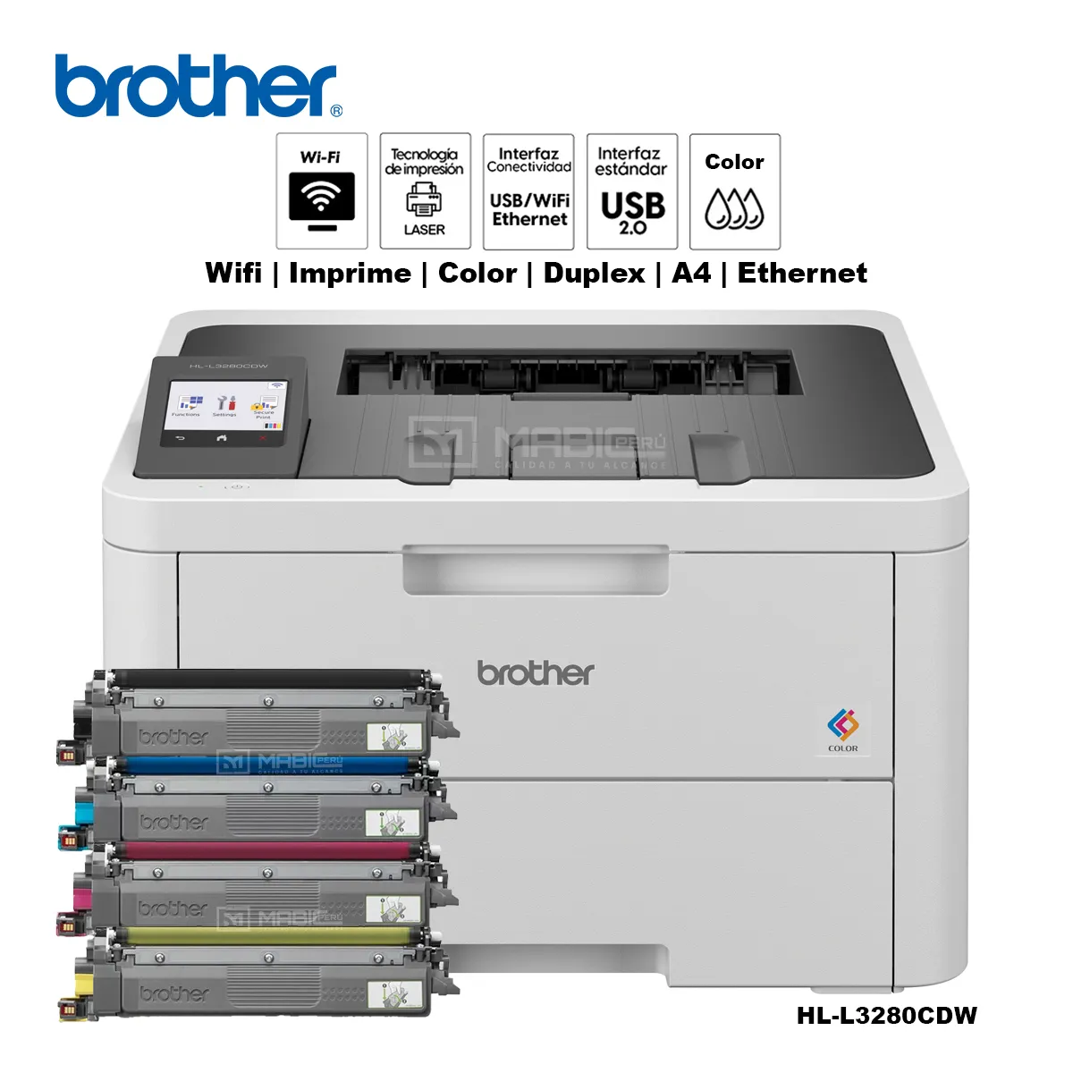 BROTHER - Impresora Láser color Brother HL-L3280CDW Duplex WIFI Red USB