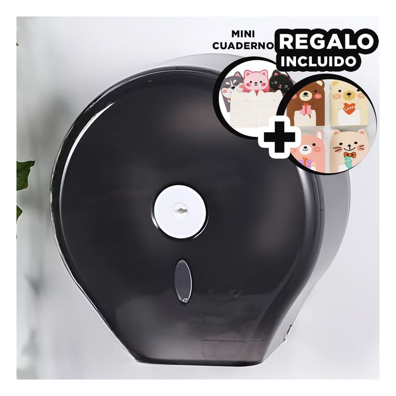 GENERICO - Dispensador Ligero de Rollo de Papel Negro Y+Regalo Agendita