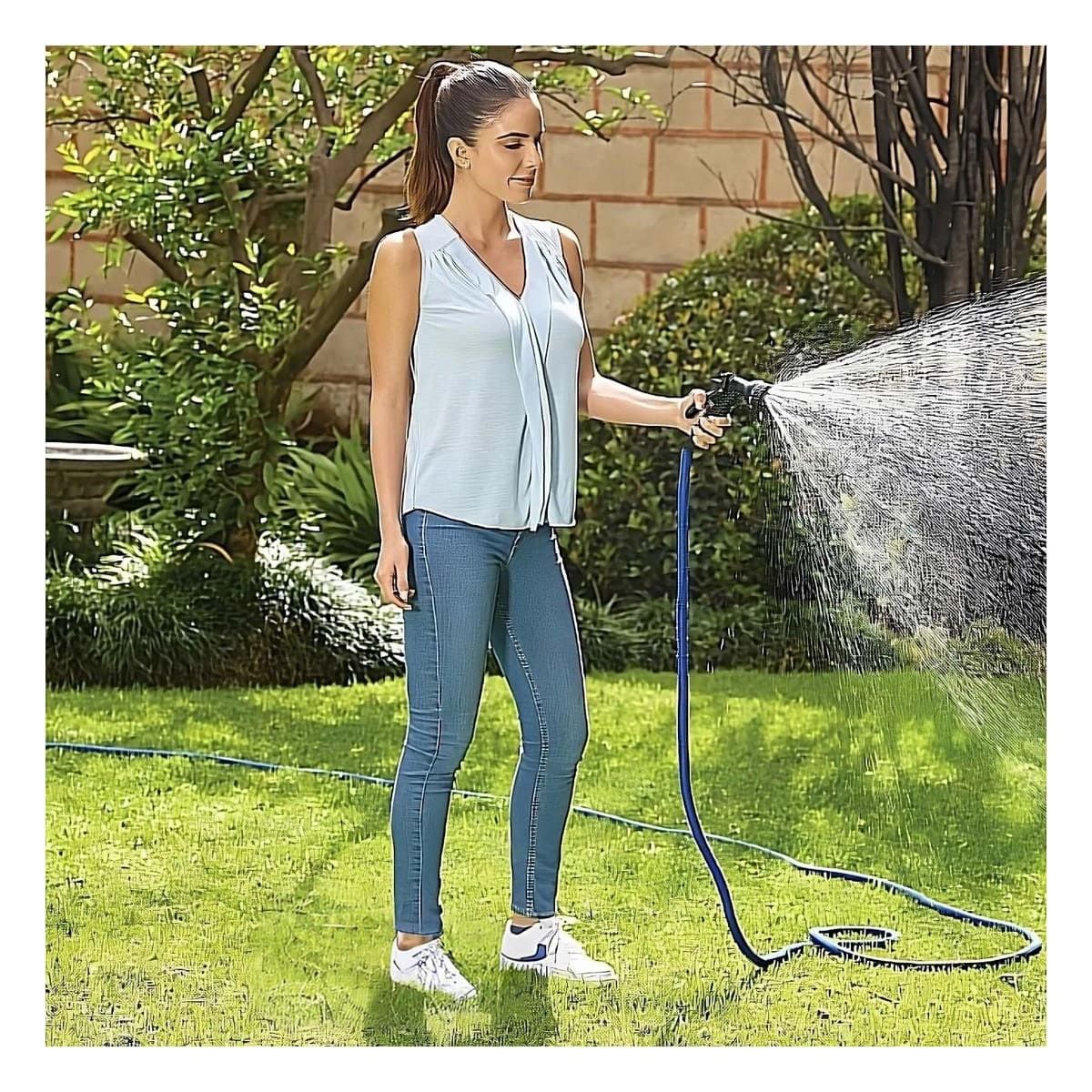 GENERICO - Manguera Expandible y Resistente de 45 Metros en Color Azul