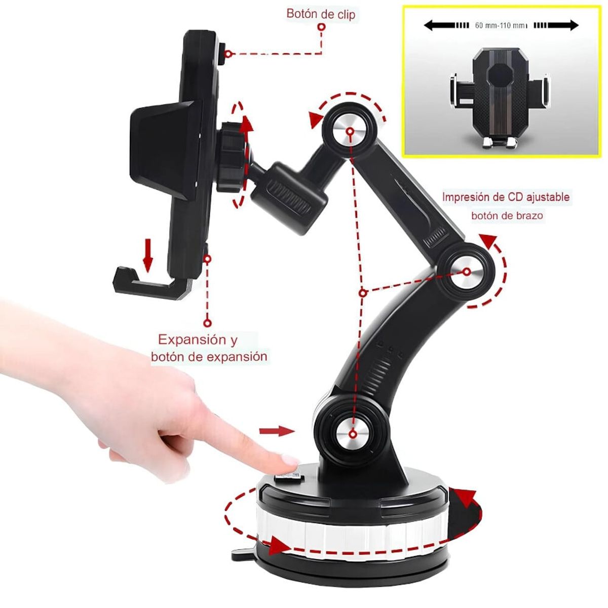 OEM - Holder con Ventosa Brysoon H16 Soporte de Celular para Automóvil