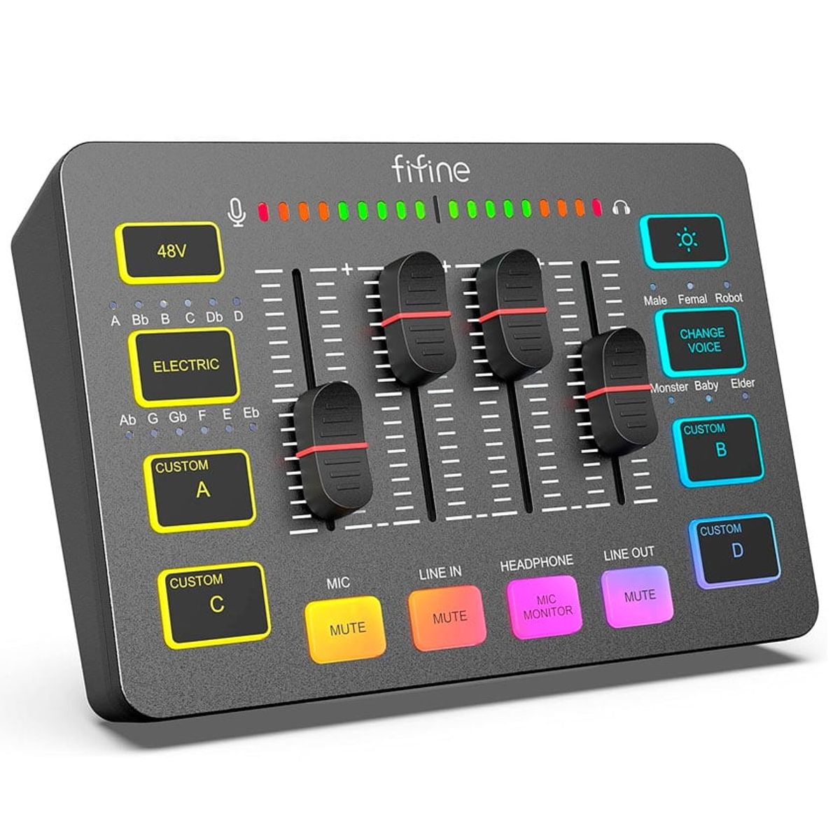 FIFINE - Mixer Fifine Ampligame Sc3 Rgb Streaming Xlr  Black