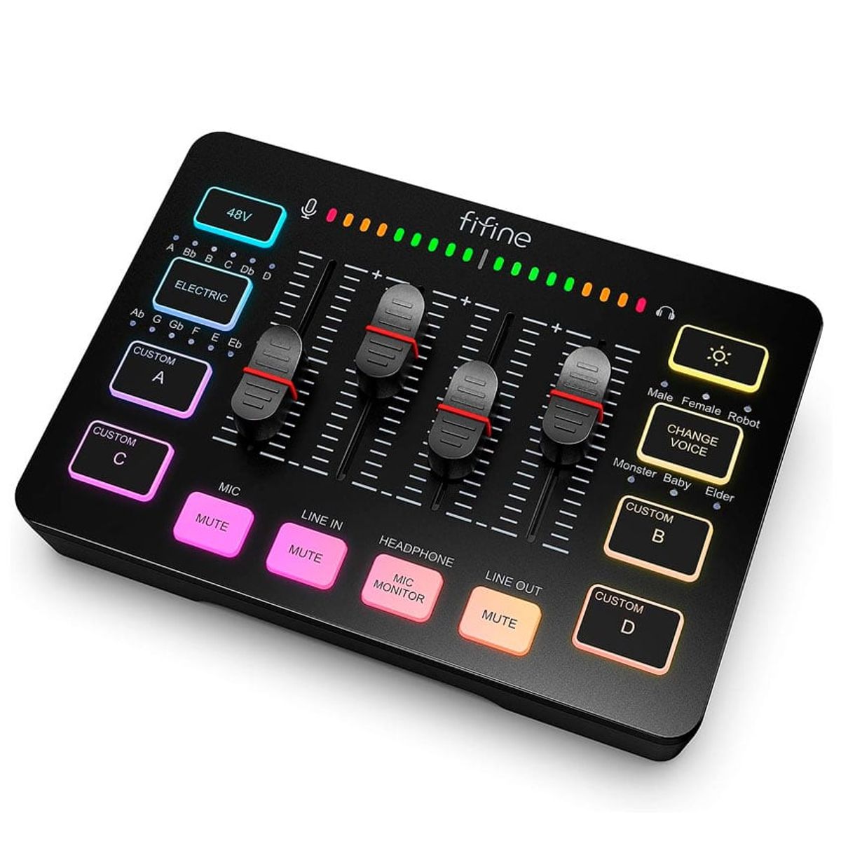 FIFINE - Mixer Fifine Ampligame Sc3 Rgb Streaming Xlr  Black