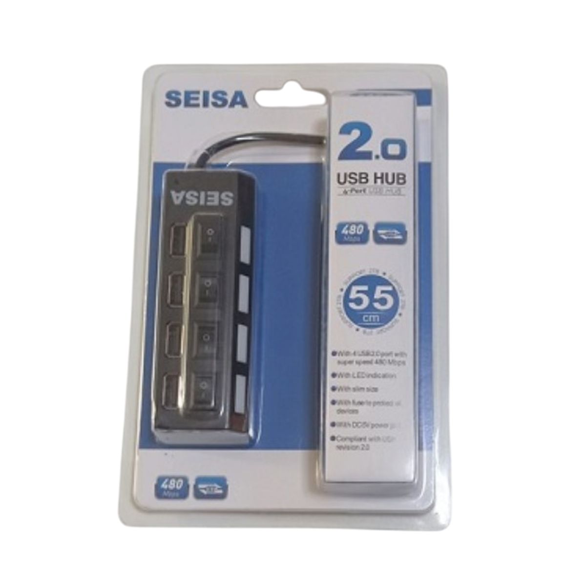 SEISA - HUB USB 4 PUERTOS CON LED INDICADOR USB 2.0 SEISA CQT-H010