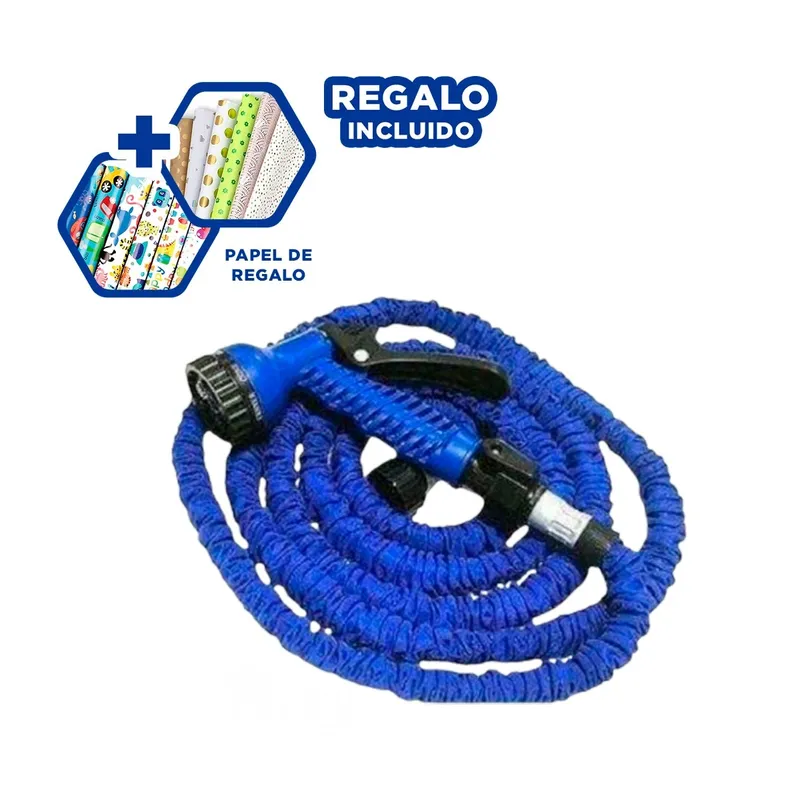 GENERICO - Manguera Flexible de 45 Metros Color Azul Y+Papel de Regalo