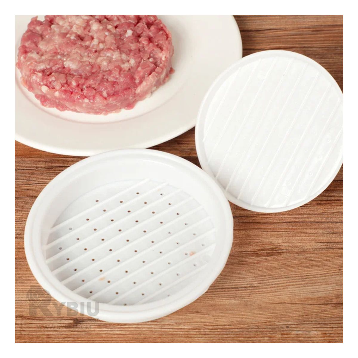 GENERICO - Molde Resistente para Hamburguesa Blanco Y+Regalo Stickers