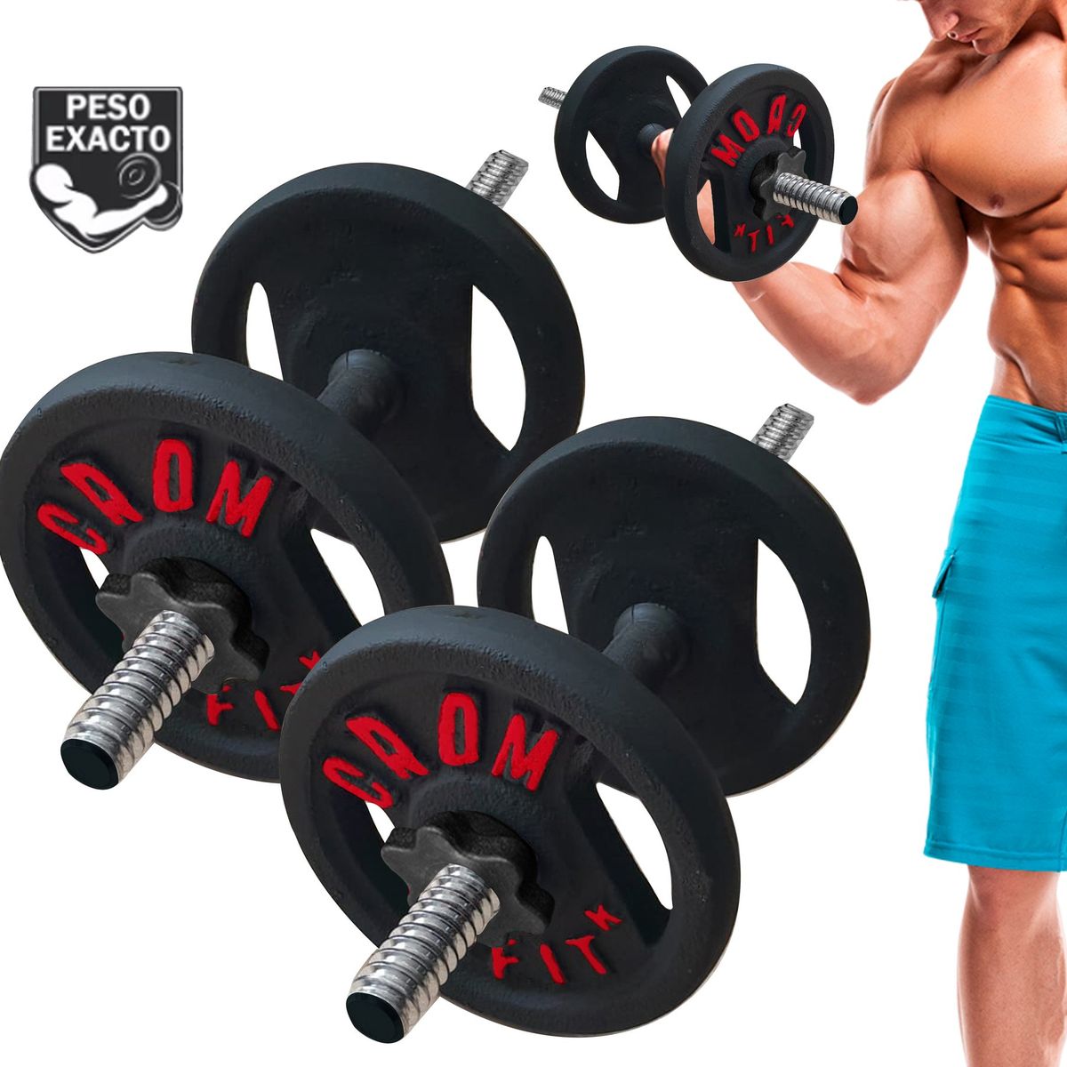 HOLGU - Pesas set 12kg + Mancuernas 4 discos de 3kg