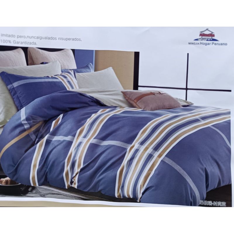 MINGDA - Set de Edredon 2 Pz + Juego de Sabanas + Fundas 5 Piezas