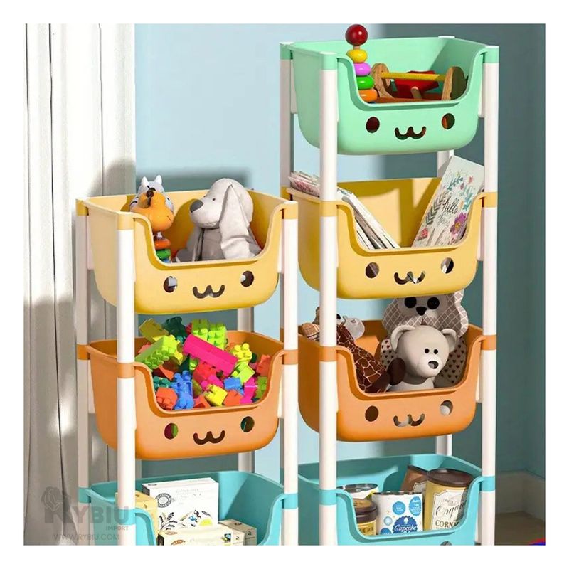 GENERICO - Juguetero Infantil con Caritas de 4 Niveles Multicolor