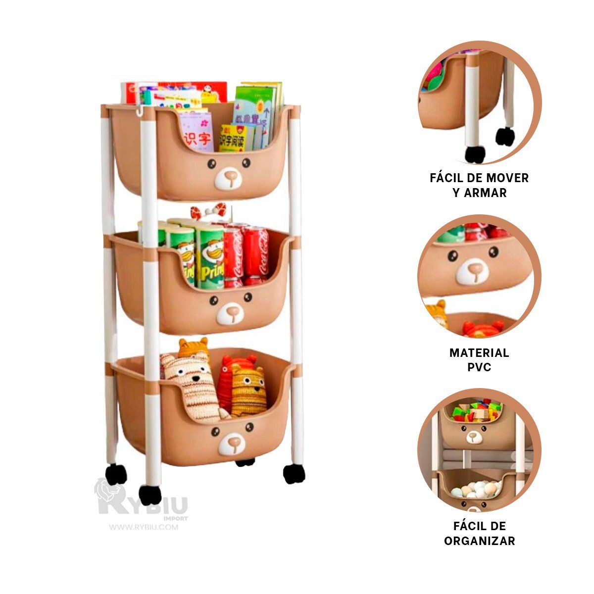 GENERICO - Estante Multifuncional en Tono Marrón Y+Post-it Adhesivos