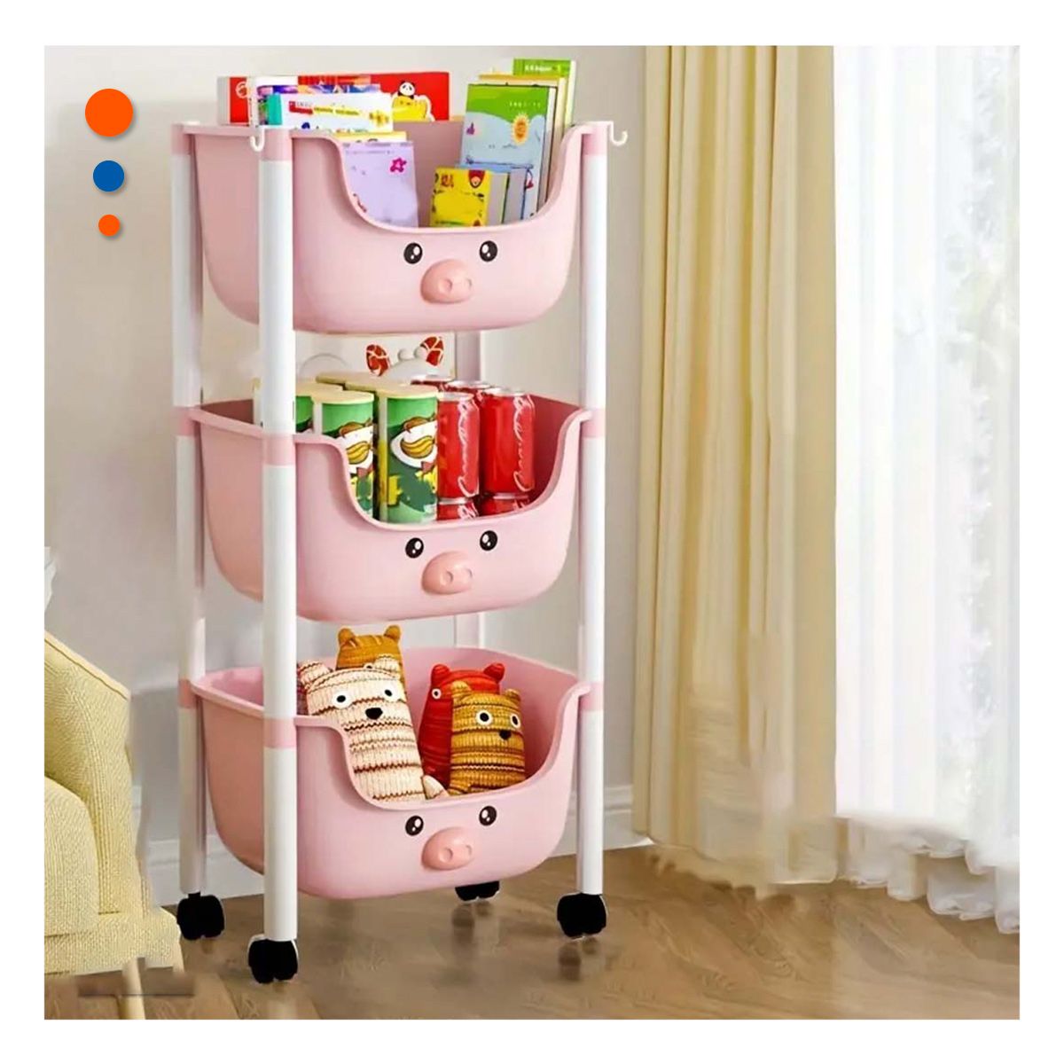 GENERICO - Organizador Moderno de Chancho 3 N Rosado Y+Papel de Regalo