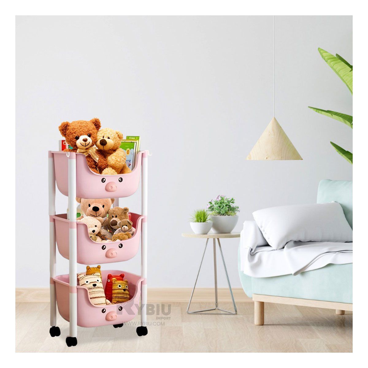 GENERICO - Estante de Niños con 3 Niveles Rosado Y+Regalo Agendita