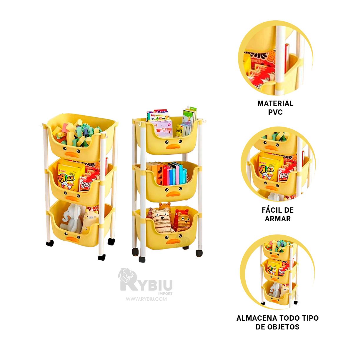 GENERICO - Estante de Niños de Diseño de Pato Amarillo Y+Gift Stickers